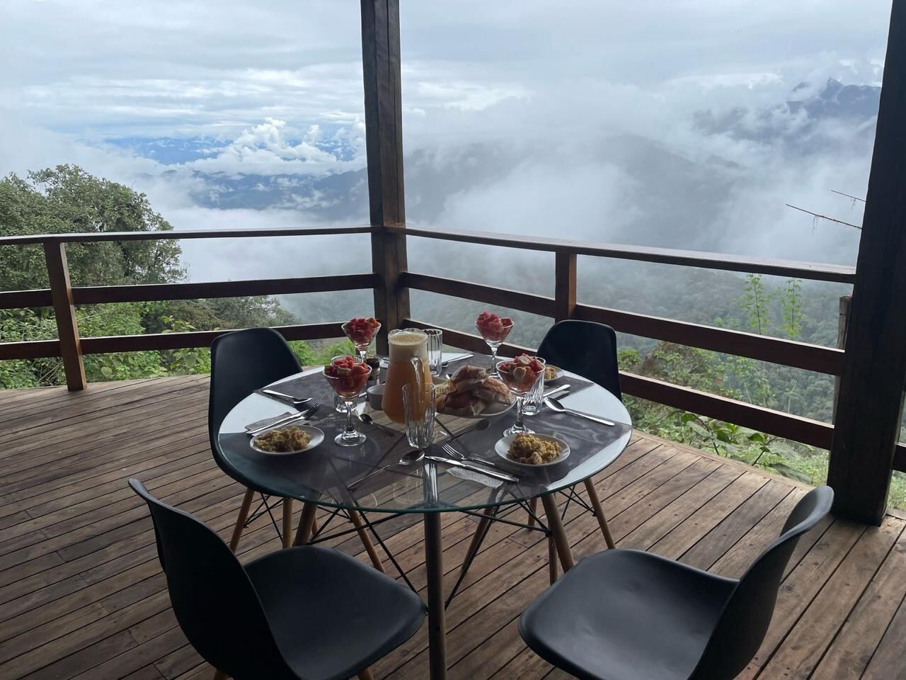 Breakfast with a mountain view