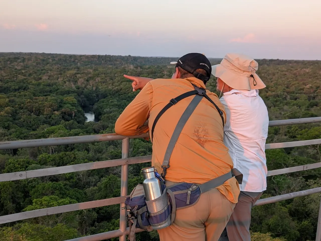 Photographers at an observation tower in Mato Grosso