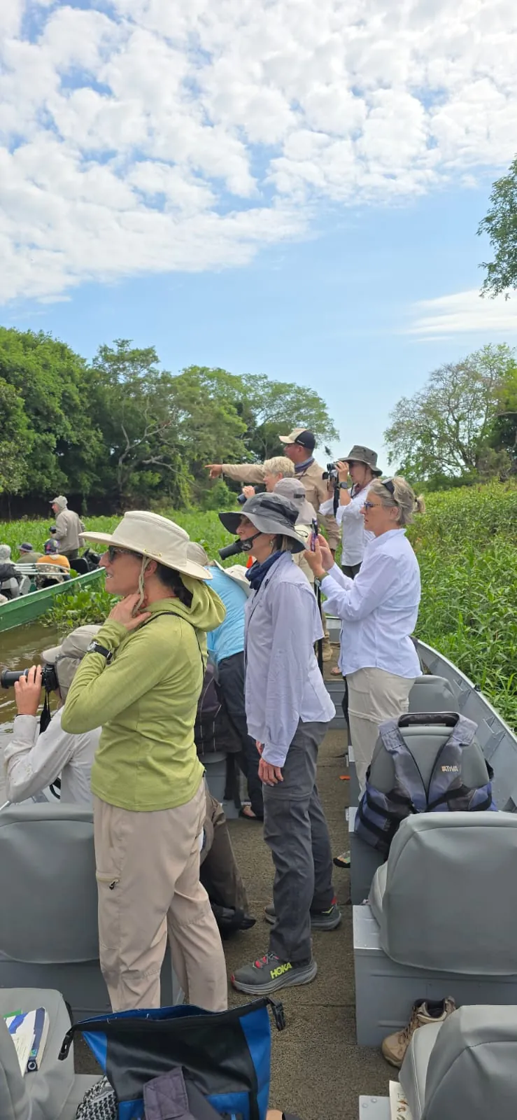 Wildlife photographers on a Pantanal boat safari
