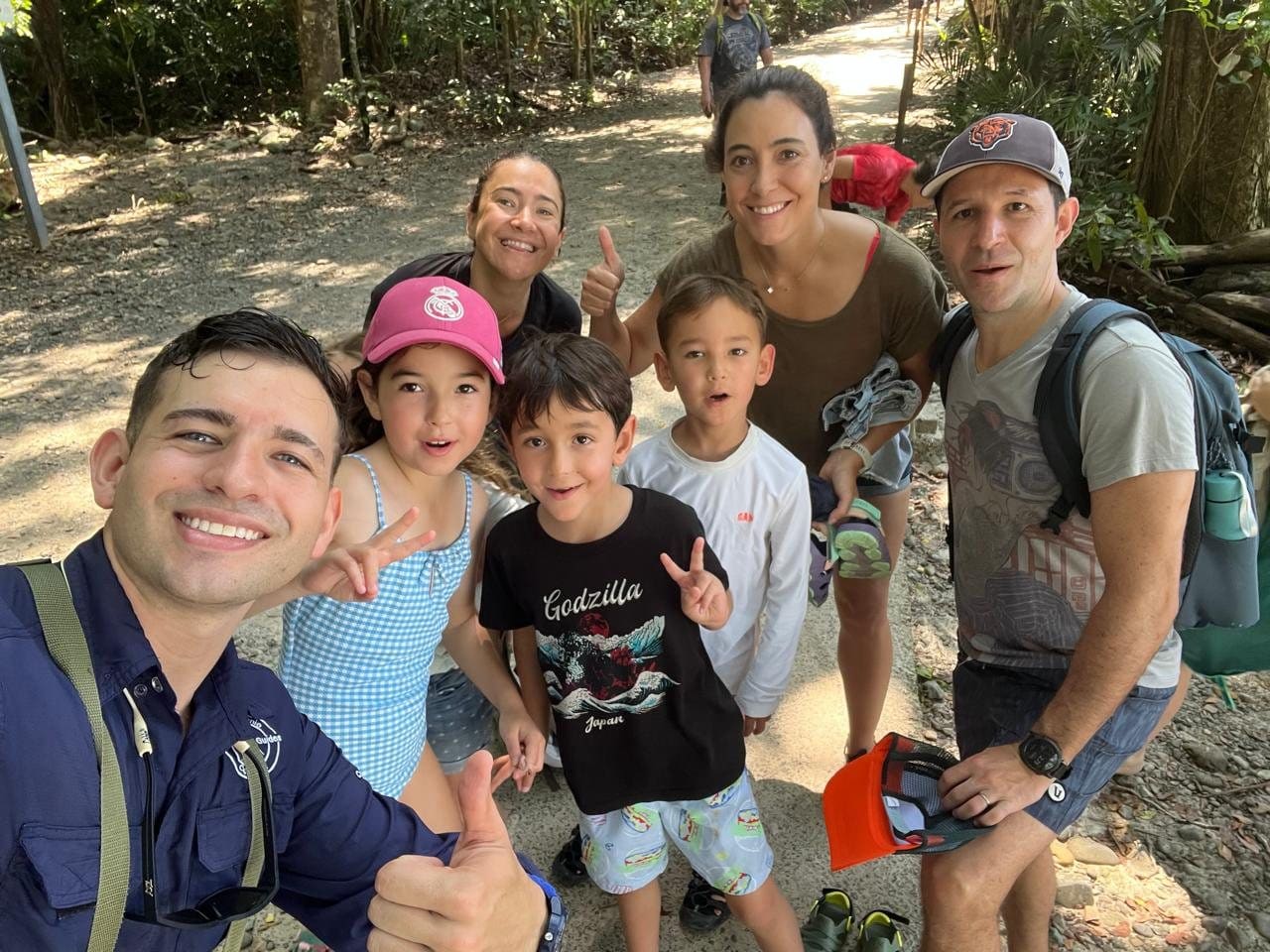 Guest family with their VIVO naturalist guide on the Manuel Antonio National Park trail, Costa Rica