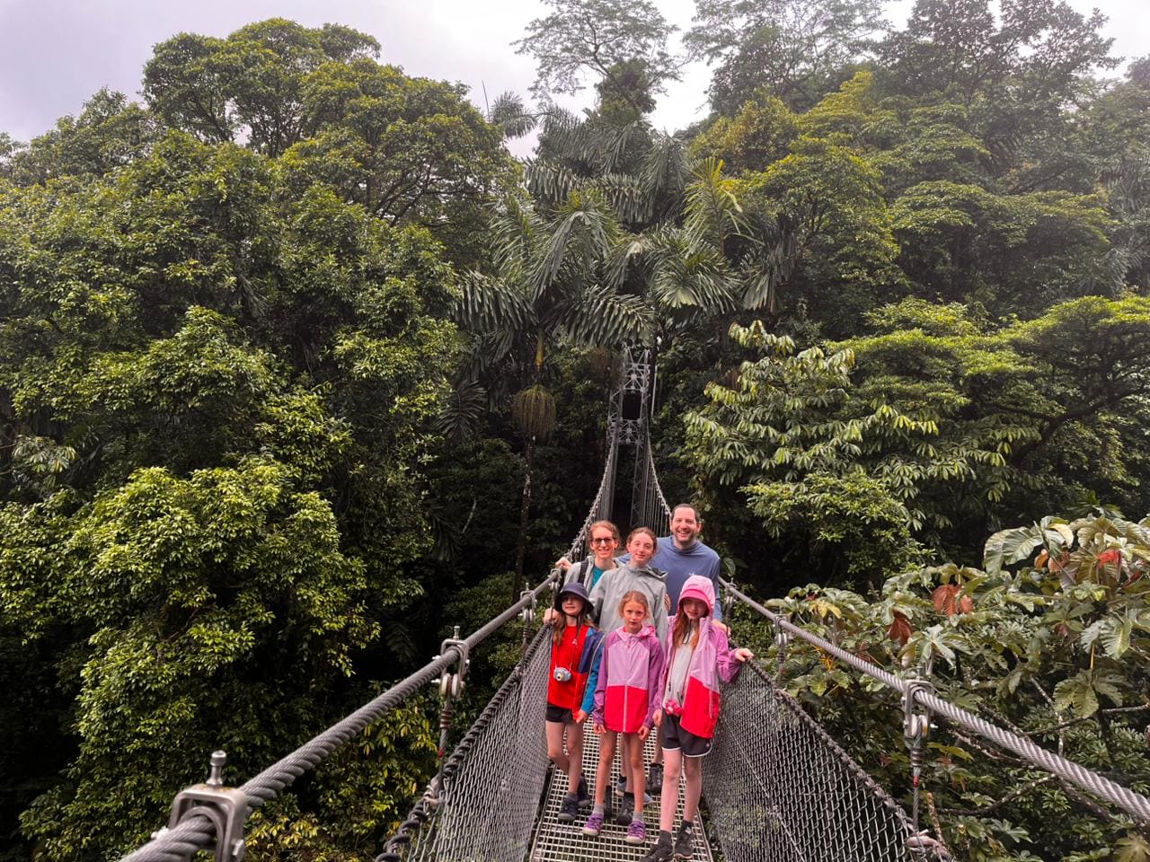 Mistico Park canopy bridge with volcano view, La Fortuna