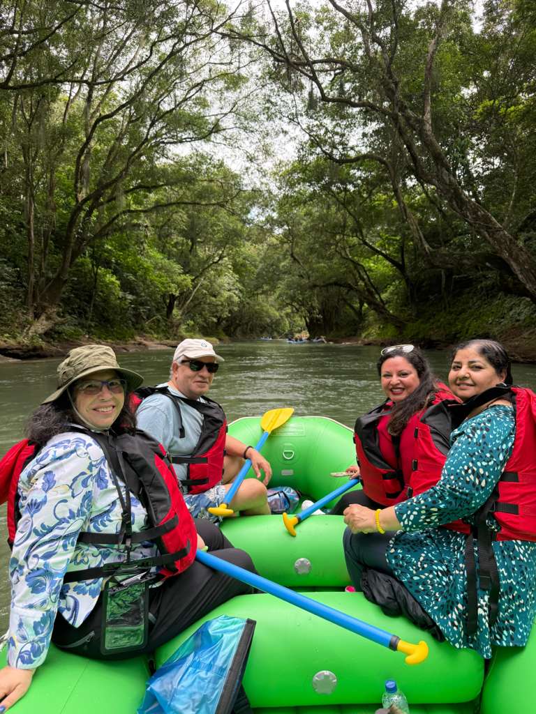 Guests on a Peñas Blancas safari float wildlife river tour