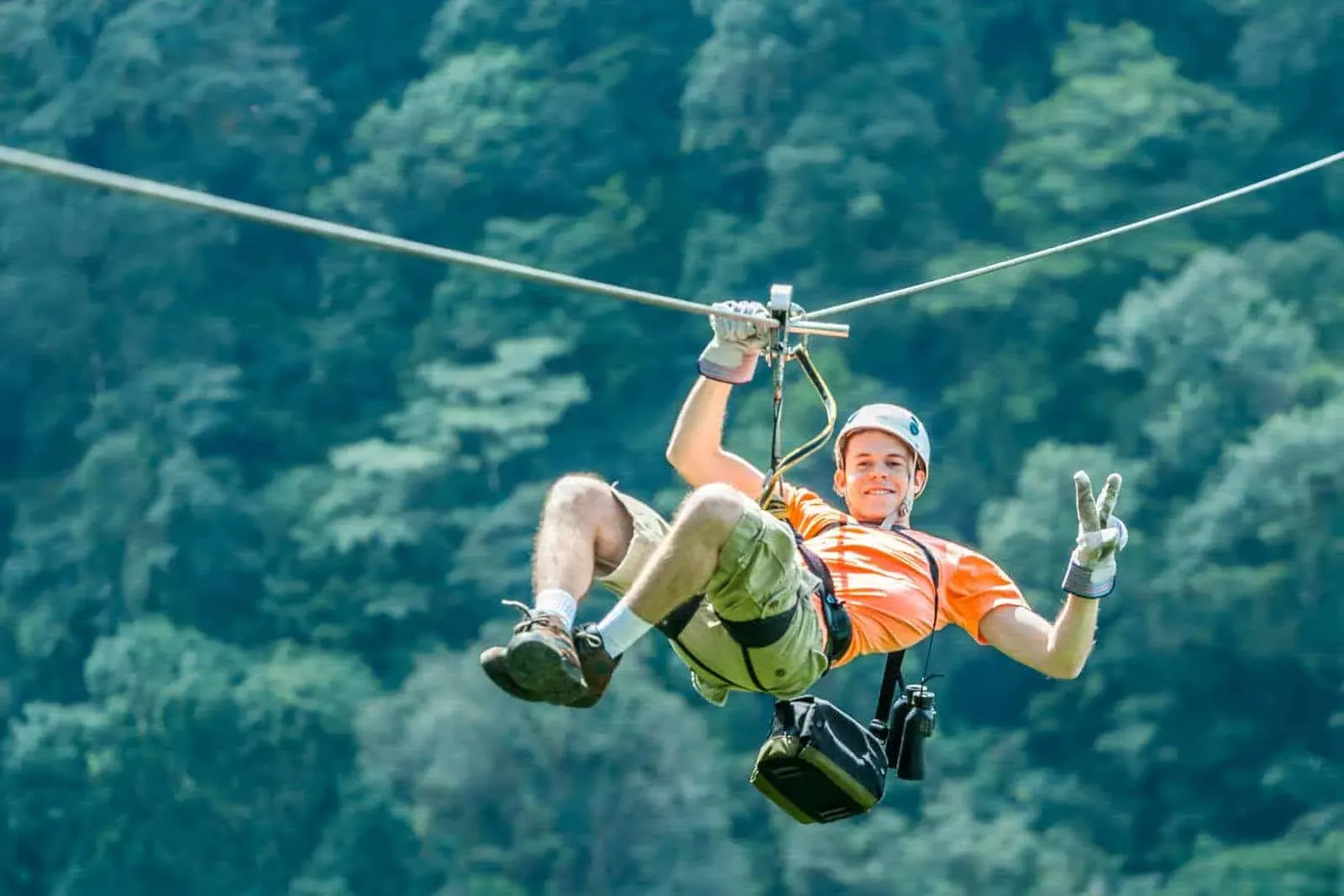 Zipline canopy tour over the Arenal rainforest at Sky Adventures